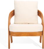 SAFAVIEH Couture Collection Demarco Tropical Coastal Natural Rattan/White Linen ... - Image 2