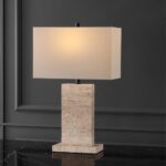 SAFAVIEH Couture Collection Jennabriana Travertine/Black 26-inch Dimmable Table ... - Image 2