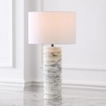 SAFAVIEH Couture Lighting Collection - Gizelle White & Grey Round Marble Table L... - Image 2