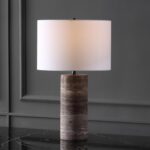 SAFAVIEH Couture Lighting Collection Rynetta Dark Brown/White 24-inch Dimmable T... - Image 2