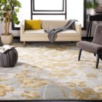SAFAVIEH Evoke Collection Area Rug - 6'7" x 9', Grey & Gold, Floral Design, Non-... - Image 2