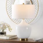 SAFAVIEH Lighting Collection Eugenie Modern Contemporary Antique White Glass Gou... - Image 2