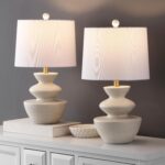 SAFAVIEH Lighting Collection - Jorden White Resin Table Lamp Set of 2, 22" Moder... - Image 2