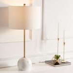 SAFAVIEH Lighting Collection Kyrene Contemporary Gold/White Marble 32-inch Table... - Image 2