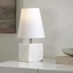 SAFAVIEH Lighting Collection Lou White Marble/Nickel 16-inch Table Lamp (LED Bul... - Image 2