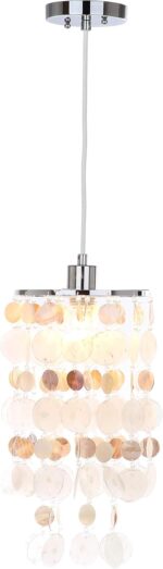 SAFAVIEH Lighting Collection Modern Capiz Sea Shell Boho Coastal Cream 9-inch Di... - Image 2