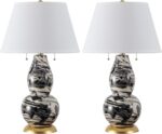 SAFAVIEH Lighting Collection Modern Swirls Black/ White 29-inch Bedroom Living R... - Image 2