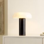 SAFAVIEH Lighting Collection Reiss Modern Black Dome 15-inch Mushroom Table Lamp... - Image 2