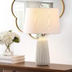 SAFAVIEH Lighting Collection Sawyer Modern Ivory Ceramic 24-inch Bedroom Living ... - Image 2
