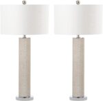 SAFAVIEH Lighting Collection – Set of 2 Ollie Modern Contemporary Cream Faux Sna... - Image 2