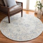SAFAVIEH Micro-Loop Collection 7' Round BlueBeige MLP535M Handmade Premium Wool ... - Image 2