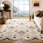 SAFAVIEH Moroccan Tassel Shag Collection Area Rug - 9' Square, Ivory & Brown, No... - Image 2