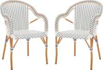 SAFAVIEH Outdoor - California Armchair Set of 2 - White & Navy - Faux Wicker & A... - Image 2