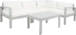 SAFAVIEH Outdoor - Endelia Conversation Set - Grey & Beige - Solid Wood with Cus... - Image 2