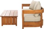 SAFAVIEH Outdoor - Kento 3-Seat Sofa - Natural & Taupe - Solid Wood with Cushion... - Image 2