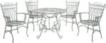 SAFAVIEH Outdoor - Thessaly 5-Piece Bistro Dining Set - Antique Dark Green Iron ... - Image 2