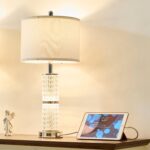 SAIWEYA Crystal Table Lamps Modern 3-Way Dimmable Bedside Lamp with 2 USB Ports ... - Image 2