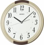 SEIKO QXA858ALH Two Toned Frame Non Ticking Wall Clock, Metallic Gold, 12 Inch - Image 2