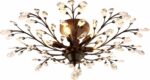 SEOL-Light Vintage Large Crystal Branches Chandeliers Black Close to Ceiling Lig... - Image 2