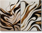 SIGNLEADER Canvas Print Wall Art Set Gold Metallic Flow Abstract Luxury 3D Effec... - Image 2