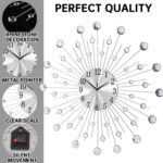 SIN&MI Large Wall Clock for Living Room Decor Non-Ticking Quiet Metal Quartz Clo... - Image 2