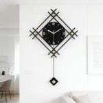 SIN&MI Modern Wall Clock with Stylish Pendulum, Minimalist Metal Wall Decor, Lux... - Image 2