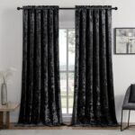 SMILETIME Black Crushed Velvet Curtains 52x108inch Rod Pocket Luxurious Thermal ... - Image 2