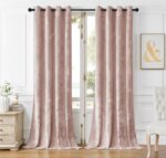 SMILETIME Pink Crushed Velvet Grommet Curtains 52x84 inch Luxurious Thermal Insu... - Image 2