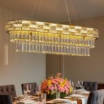 SNZ 35.4" L Modern Crystal Chandelier, Gold Large Chandeliers for Dining Room, K... - Image 2