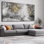 SOUGUAN Wall Art for Bedroom Forest Canvas Art Hand Painted Artwork Gold Plant P... - Image 2