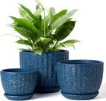 STHIE 4/5/6 Inches Ceramic Plant Pots with Drainage Holes and Saucers, Round Flo... - Image 2