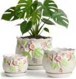STHIE Ceramic Plant Pots with Drainage Holes and Saucers, Round Flower Pots for ... - Image 2