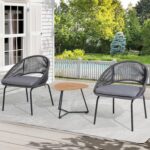 SUNSITT 3 Piece Outdoor Bistro Set, Patio Woven Rope Balcony Furniture Set w/Rem... - Image 2