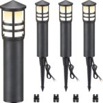 SUNVIE 4-Pack Low Voltage Pathway Lights 3W 3000K 12-24V LED Landscape Bollard P... - Image 2