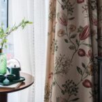 SUOUO Red Floral Curtains Linen Textured for Living Room Patterned Green Jacobea... - Image 2