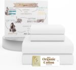 SUPREME ELEGANCE 4Pc 100% Organic Cotton Full Size Sheets Set, Snow White, 300 T... - Image 2