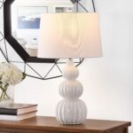 Safavieh Lighting Collection Corina White Triple Gourd Ceramic 26-inch Bedroom L... - Image 2