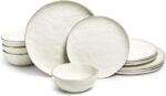 Sango 12-Piece Lightweight Porcelain Dinnerware Set for 4, Glossy Vanilla White ... - Image 2