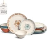 Sango 12-Piece Speckled Stoneware Dinnerware Set for 4- Glossy Plates and Bowls ... - Image 2