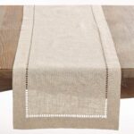 Saro Lifestyle Poly and Linen Blend Hemstitched Table Runner with Hemstitch Bord... - Image 2