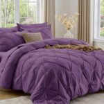 Sasttie Queen Comforter Set, 7-Piece Bed in a Bag, Pintuck Bedding Sets for All ... - Image 2