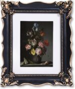 Saysmile 8x10 Vintage Picture Frame with Embossed Flower Design, Black Ornate Fr... - Image 2