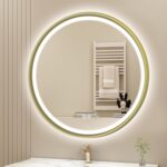 S'bagno 24'' Round Gold LED Mirror for Bathroom with Frontlit & Backlit, LED Van... - Image 2