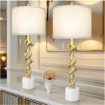 Sculptural Table Lamp Set of 2 for Living Room, 30" Tall Skinny End Table Lamps ... - Image 2