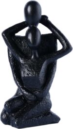 Sculptures Figurines Abstract Seated Couple Figurine Set Modern Decor Black Resi... - Image 2