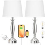 Seealle White Lamps for Bedrooms Set of 2 - Touch Control Bedside Lamp with USB ... - Image 2