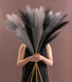 SeptCat 9 Pcs 45" Faux Dried Pampas Grass Tall Decor, Fluffy Fake Long Pompas Ar... - Image 2