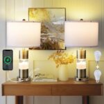 Serteaw Set of 2 Gold Bedroom Lamp for Nightstands, Touch Table Lamps, USB Charg... - Image 2