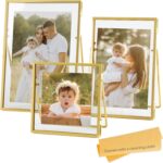 Set of 3 Glass Pressed Flowers Frame Collection, 4"x4", 4"x6", 5"x7" Gold Metal ... - Image 2