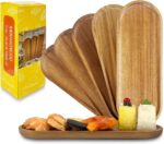 Set of 5 Acacia Wooden Trays Rustic Small Oval Serving Tray Bulk Wood Food Plate... - Image 2
